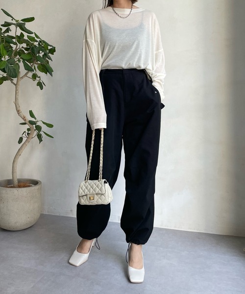 DouDou(ドゥドゥ)の「パラシュートパンツ(その他パンツ・レディース・ブラック/アイボリー・FREE)」の10枚目の写真