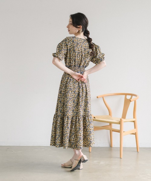 idem(イデム)の「shoulder slit piping onepiece/肩開き花柄パイピングワンピース(ワンピース・レディース・ブラック/グリーン・FREE)」の8枚目の写真
