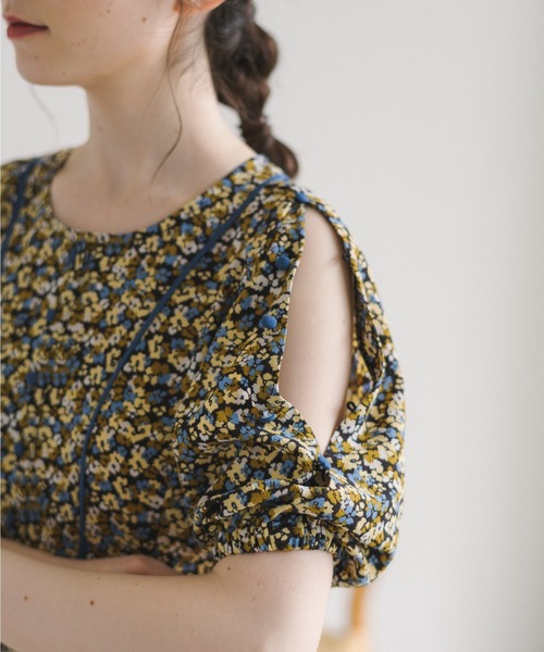 idem(イデム)の「shoulder slit piping onepiece/肩開き花柄パイピングワンピース(ワンピース・レディース・ブラック/グリーン・FREE)」の18枚目の写真