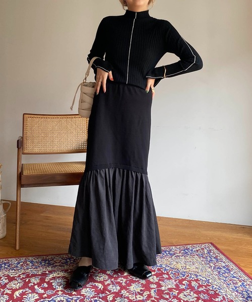 CAPRICIEUX LE'MAGE（カプリシューレマージュ）の「配色ステッチリブプルオーバー（ニット/セーター・レディース・ブラック/ベージュ/オフホワイト/イエロー・FREE）」の19枚目の写真