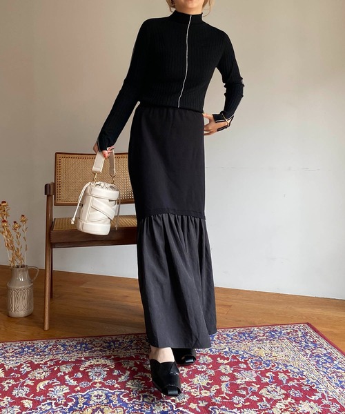 CAPRICIEUX LE'MAGE（カプリシューレマージュ）の「配色ステッチリブプルオーバー（ニット/セーター・レディース・ブラック/ベージュ/オフホワイト/イエロー・FREE）」の20枚目の写真