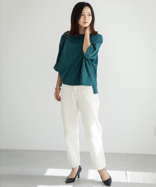 THE SHOP TK (ザ ショップ ティーケー )の「◆【CLUEL presents】【着回し力抜群!】テントラインシルエットTシャツ(Tシャツ/カットソー・レディース・ホワイト系/ライトグレー/ブラック/オレンジ/ブルー・12)」の20枚目の写真