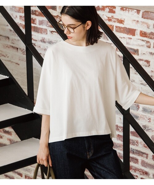 THE SHOP TK (ザ ショップ ティーケー )の「◆【CLUEL presents】【着回し力抜群!】テントラインシルエットTシャツ(Tシャツ/カットソー・レディース・ホワイト系/ライトグレー/ブラック/オレンジ/ブルー・12)」の12枚目の写真