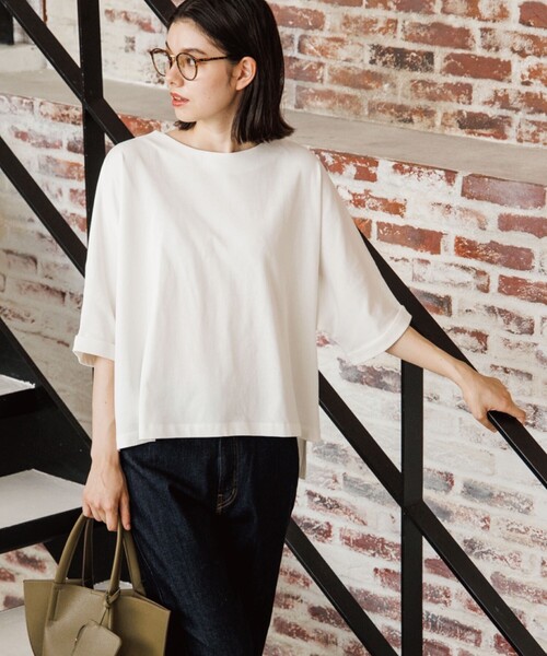 THE SHOP TK (ザ ショップ ティーケー )の「◆【CLUEL presents】【着回し力抜群!】テントラインシルエットTシャツ(Tシャツ/カットソー・レディース・ホワイト系/ライトグレー/ブラック/オレンジ/ブルー・12)」の16枚目の写真