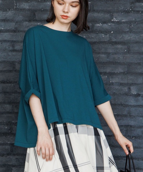 THE SHOP TK (ザ ショップ ティーケー )の「◆【CLUEL presents】【着回し力抜群!】テントラインシルエットTシャツ(Tシャツ/カットソー・レディース・ホワイト系/ライトグレー/ブラック/オレンジ/ブルー・12)」の1枚目の写真