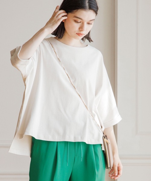 THE SHOP TK (ザ ショップ ティーケー )の「◆【CLUEL presents】【着回し力抜群!】テントラインシルエットTシャツ(Tシャツ/カットソー・レディース・ホワイト系/ライトグレー/ブラック/オレンジ/ブルー・12)」の4枚目の写真