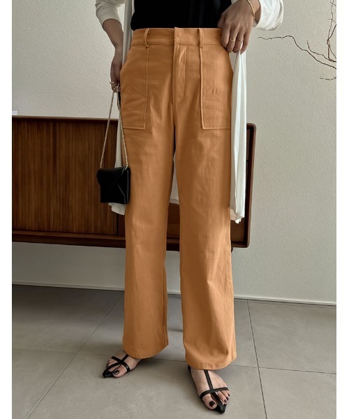 Re:EDIT（リエディ）の「[低身長/高身長サイズ有]ストレッチコットンベイカーパンツ（その他パンツ・レディース・キャメル/ブルーグリーン/ブラウン/ブラック・MEDIUM/SHORT/LARGE/TALL）」の2枚目の写真