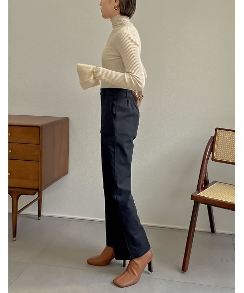 Re:EDIT（リエディ）の「[低身長/高身長サイズ有]ストレッチコットンベイカーパンツ（その他パンツ・レディース・キャメル/ブルーグリーン/ブラウン/ブラック・MEDIUM/SHORT/LARGE/TALL）」の7枚目の写真