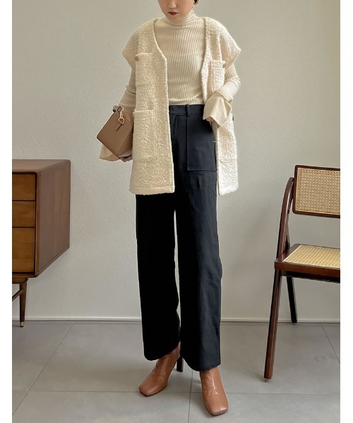 Re:EDIT（リエディ）の「[低身長/高身長サイズ有]ストレッチコットンベイカーパンツ（その他パンツ・レディース・キャメル/ブルーグリーン/ブラウン/ブラック・MEDIUM/SHORT/LARGE/TALL）」の5枚目の写真