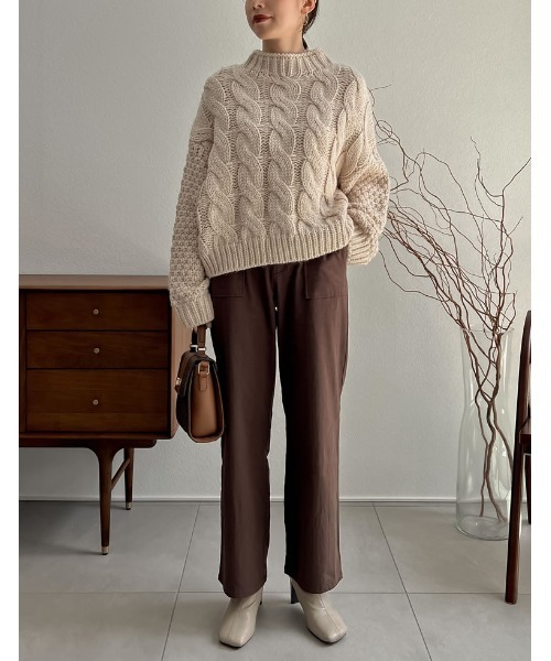 Re:EDIT（リエディ）の「[低身長/高身長サイズ有]ストレッチコットンベイカーパンツ（その他パンツ・レディース・キャメル/ブルーグリーン/ブラウン/ブラック・MEDIUM/SHORT/LARGE/TALL）」の17枚目の写真