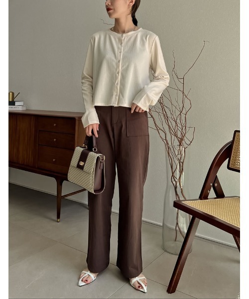 Re:EDIT（リエディ）の「[低身長/高身長サイズ有]ストレッチコットンベイカーパンツ（その他パンツ・レディース・キャメル/ブルーグリーン/ブラウン/ブラック・MEDIUM/SHORT/LARGE/TALL）」の21枚目の写真