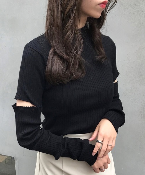 INGNI（イング）の「2WAY袖ボタンリブニット（ニット/セーター・レディース・ブラック/オフホワイト/グレー/その他・M）」の16枚目の写真