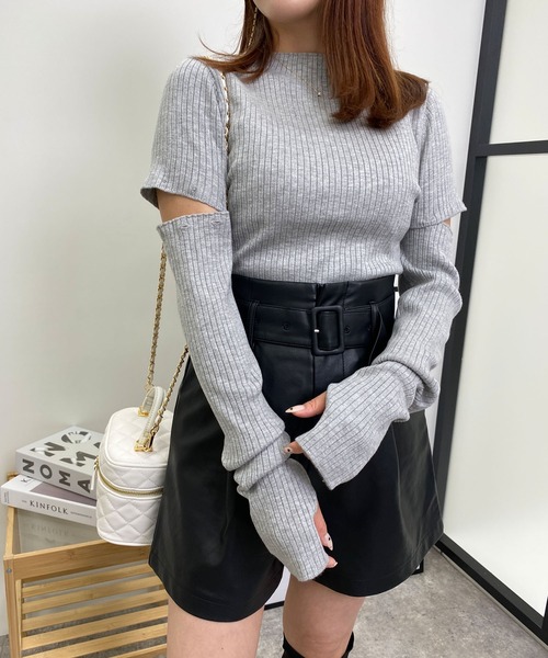 INGNI（イング）の「2WAY袖ボタンリブニット（ニット/セーター・レディース・ブラック/オフホワイト/グレー/その他・M）」の20枚目の写真