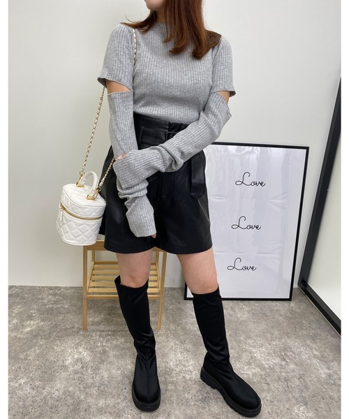 INGNI（イング）の「2WAY袖ボタンリブニット（ニット/セーター・レディース・ブラック/オフホワイト/グレー/その他・M）」の22枚目の写真