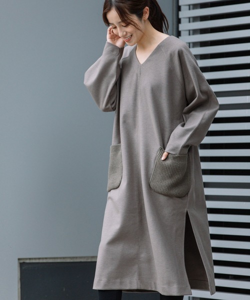 Munich（ミューニック）の「圧縮ジャージーVネックワンピース（ワンピース・レディース・ベージュ/モカ/ブラック・FREE）」の19枚目の写真