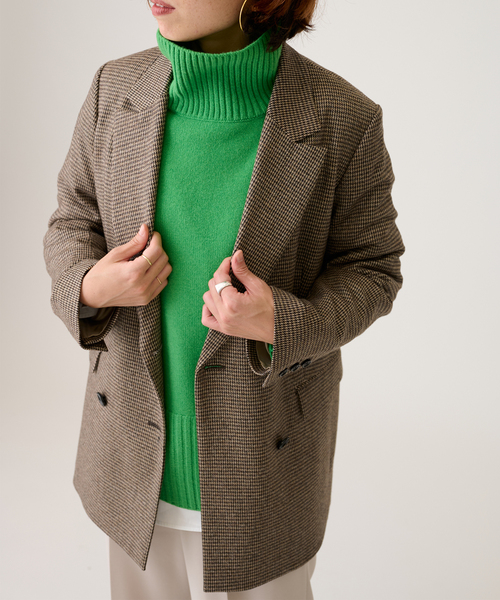 【美品】L'ESSAGE チェックダブルジャケット 38 ブラウン journal standard L'essage（ジャーナルスタンダードレサージュ
