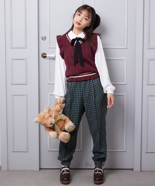 axes femme POETIQUE(アクシーズファムポエティック)の「チェックジョガーパンツ(その他パンツ・レディース・ブラック/ネイビー/ワイン・MEDIUM)」の3枚目の写真