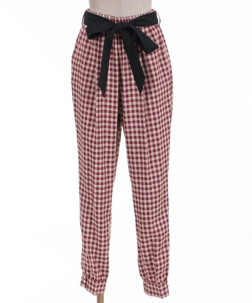 axes femme POETIQUE(アクシーズファムポエティック)の「チェックジョガーパンツ(その他パンツ・レディース・ブラック/ネイビー/ワイン・MEDIUM)」の1枚目の写真