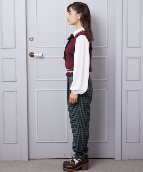 axes femme POETIQUE(アクシーズファムポエティック)の「チェックジョガーパンツ(その他パンツ・レディース・ブラック/ネイビー/ワイン・MEDIUM)」の4枚目の写真