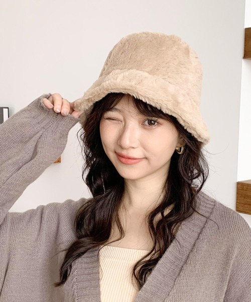 EPICKS（エピックス）の「ファーバケットハット（ハット・レディース・ブラック/ベージュ/アイボリー・F）」の3枚目の写真