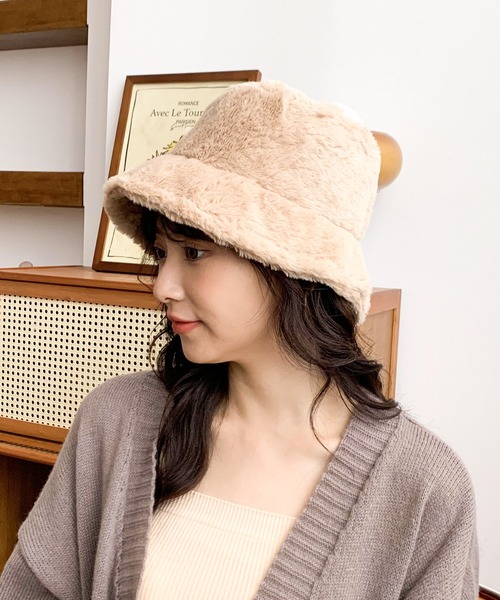 EPICKS（エピックス）の「ファーバケットハット（ハット・レディース・ブラック/ベージュ/アイボリー・F）」の10枚目の写真