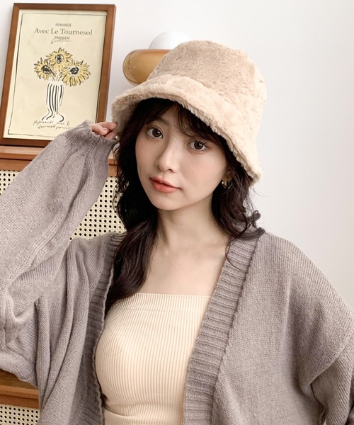 EPICKS（エピックス）の「ファーバケットハット（ハット・レディース・ブラック/ベージュ/アイボリー・F）」の9枚目の写真