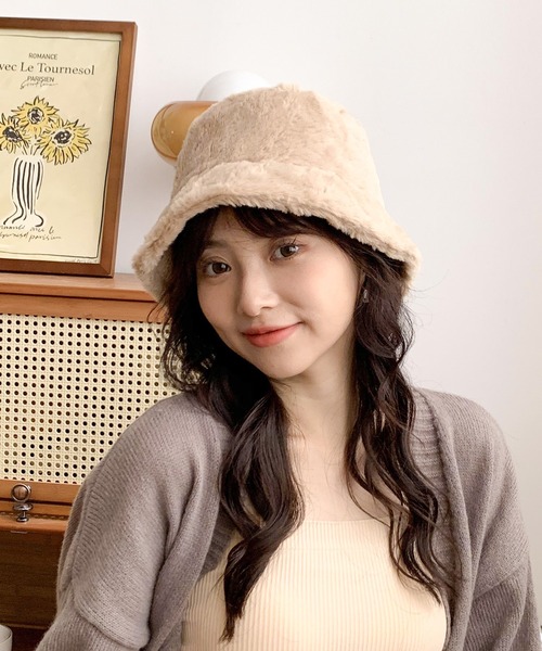 EPICKS（エピックス）の「ファーバケットハット（ハット・レディース・ブラック/ベージュ/アイボリー・F）」の5枚目の写真