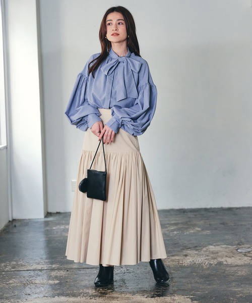 ECRIRE（エクリール）の「【yun_wearコラボ】ボリュームスリーブストライプシャツ（シャツ/ブラウス・レディース・グレー/レッド/イエロー・M/L）」の16枚目の写真