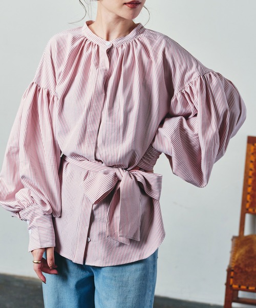 ECRIRE（エクリール）の「【yun_wearコラボ】ボリュームスリーブストライプシャツ（シャツ/ブラウス・レディース・グレー/レッド/イエロー・M/L）」の19枚目の写真