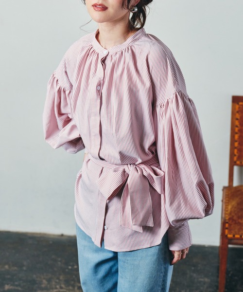 ECRIRE（エクリール）の「【yun_wearコラボ】ボリュームスリーブストライプシャツ（シャツ/ブラウス・レディース・グレー/レッド/イエロー・M/L）」の11枚目の写真