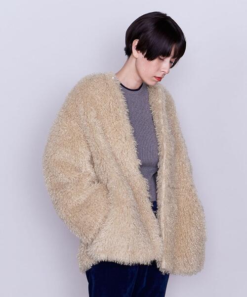 AEWEN MATOPH（イウエン マトフ）の「＜AEWEN MATOPH＞フェイクファー ノーカラーコート（ノーカラーコート・レディース・ベージュ・38/36）」の5枚目の写真