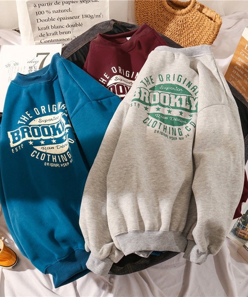 BASQUE magenta(バスクマゼンタ)の「ビッグシルエット カレッジロゴ プルオーバースウェット(スウェット・レディース・ブラック/グレー/ブルー/レッド/グリーン/イエロー・FREE)」の18枚目の写真