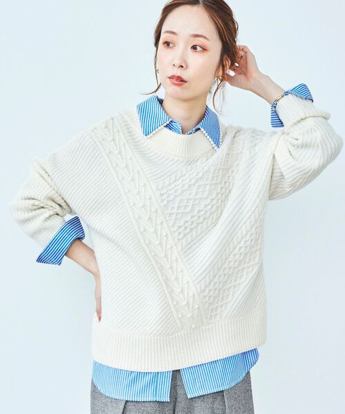 le.coeur blanc（ルクールブラン）の「パールカラーシャツ（シャツ/ブラウス・レディース・オフホワイト/ブルー系その他2・38）」の9枚目の写真