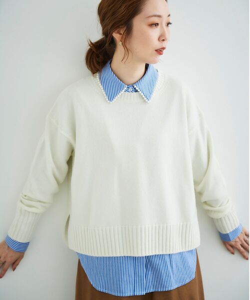 le.coeur blanc（ルクールブラン）の「パールカラーシャツ（シャツ/ブラウス・レディース・オフホワイト/ブルー系その他2・38）」の16枚目の写真