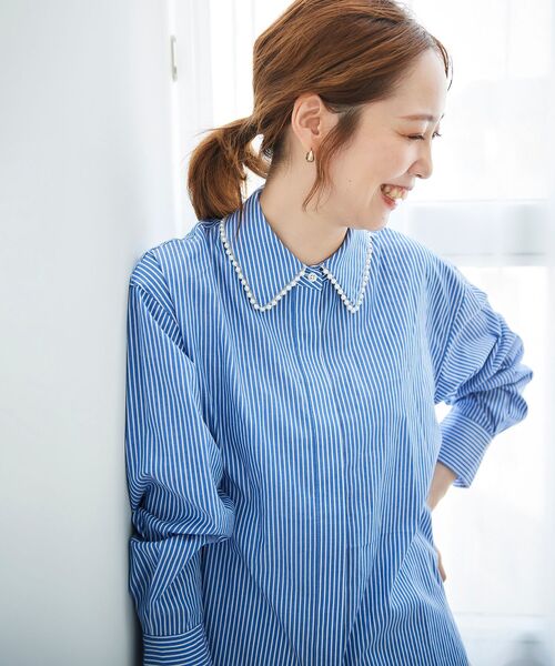 le.coeur blanc（ルクールブラン）の「パールカラーシャツ（シャツ/ブラウス・レディース・オフホワイト/ブルー系その他2・38）」の22枚目の写真