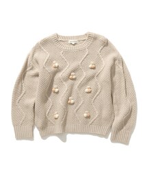 【110-140cm】ケーブルぽこぽこニット