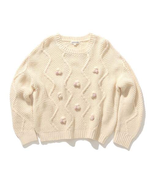 SHOO・LA・RUE（シューラルー）の「【110-140cm】ケーブルぽこぽこニット（ニット/セーター・キッズ・ベージュ/アイボリー・11/12/13/14）」の2枚目の写真