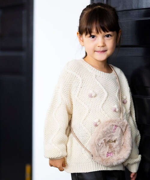 SHOO・LA・RUE（シューラルー）の「【110-140cm】ケーブルぽこぽこニット（ニット/セーター・キッズ・ベージュ/アイボリー・11/12/13/14）」の3枚目の写真