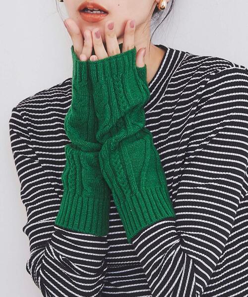 coen(コーエン)の「ケーブル編みアームウォーマー(アームカバー・レディース・ケリー/イエロー/グレー/オレンジ系その他・FREE)」の1枚目の写真