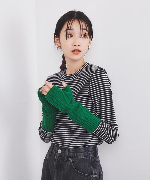 coen(コーエン)の「ケーブル編みアームウォーマー(アームカバー・レディース・ケリー/イエロー/グレー/オレンジ系その他・FREE)」の5枚目の写真