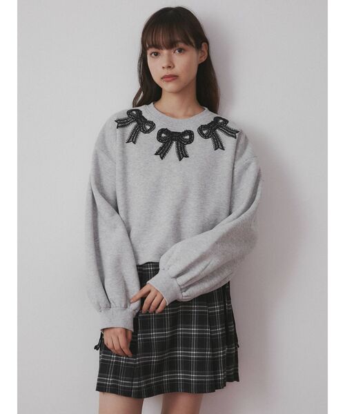 merry jenny（メリージェニー）の「リボンリボンリボントレーナー（Tシャツ/カットソー・レディース・グレー/オフホワイト/ボルドー・FREE）」の7枚目の写真