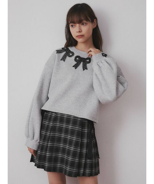 merry jenny（メリージェニー）の「リボンリボンリボントレーナー（Tシャツ/カットソー・レディース・グレー/オフホワイト/ボルドー・FREE）」の8枚目の写真