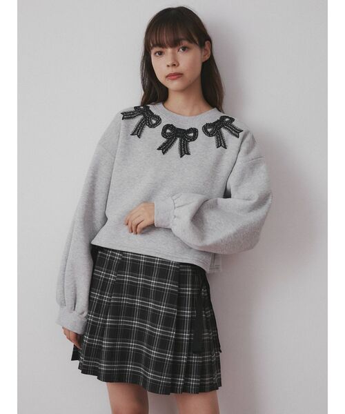 merry jenny（メリージェニー）の「リボンリボンリボントレーナー（Tシャツ/カットソー・レディース・グレー/オフホワイト/ボルドー・FREE）」の9枚目の写真