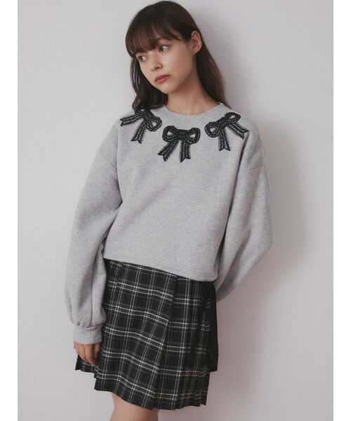 merry jenny（メリージェニー）の「リボンリボンリボントレーナー（Tシャツ/カットソー・レディース・グレー/オフホワイト/ボルドー・FREE）」の10枚目の写真