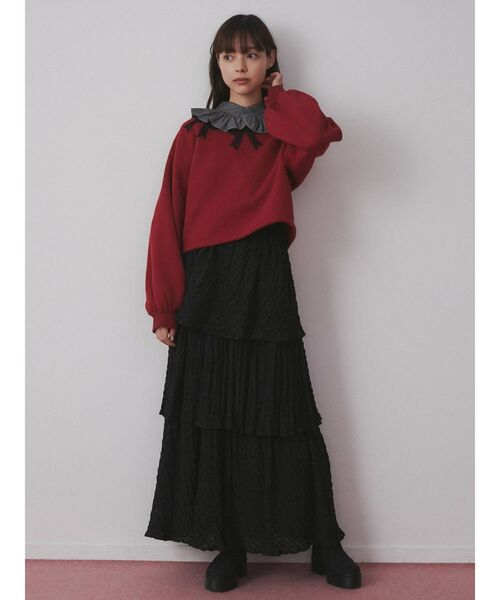 merry jenny（メリージェニー）の「リボンリボンリボントレーナー（Tシャツ/カットソー・レディース・グレー/オフホワイト/ボルドー・FREE）」の11枚目の写真