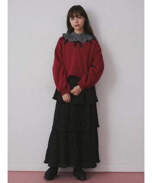 merry jenny（メリージェニー）の「リボンリボンリボントレーナー（Tシャツ/カットソー・レディース・グレー/オフホワイト/ボルドー・FREE）」の12枚目の写真