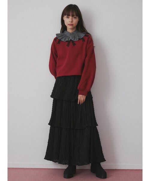 merry jenny（メリージェニー）の「リボンリボンリボントレーナー（Tシャツ/カットソー・レディース・グレー/オフホワイト/ボルドー・FREE）」の13枚目の写真