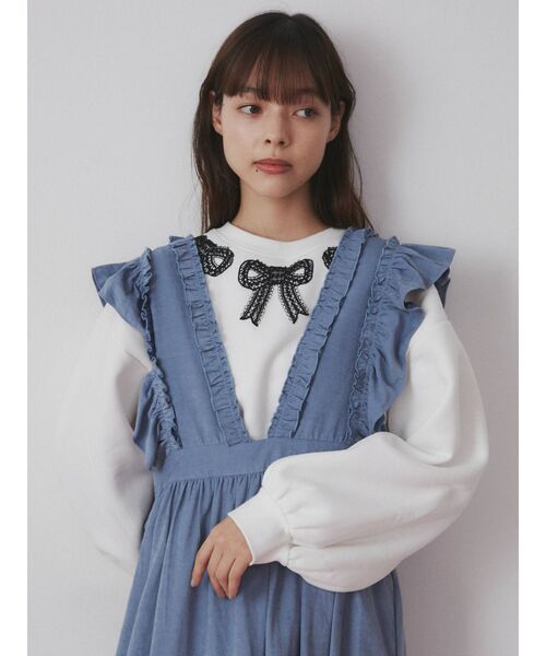 merry jenny（メリージェニー）の「リボンリボンリボントレーナー（Tシャツ/カットソー・レディース・グレー/オフホワイト/ボルドー・FREE）」の21枚目の写真