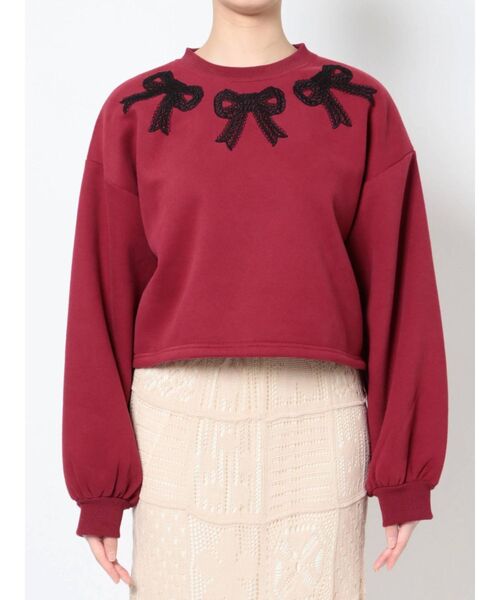 merry jenny（メリージェニー）の「リボンリボンリボントレーナー（Tシャツ/カットソー・レディース・グレー/オフホワイト/ボルドー・FREE）」の22枚目の写真