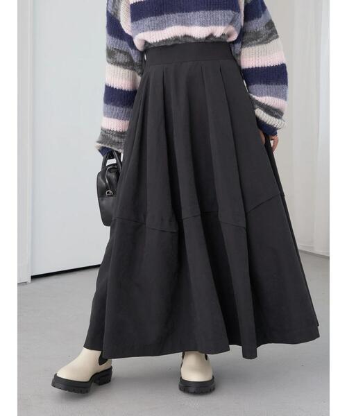 earth music&ecology(アースミュージックアンドエコロジー)の「タックボリュームスカート(スカート・レディース・ブラック/ベージュ/ブルーグリーン・M/S)」の8枚目の写真